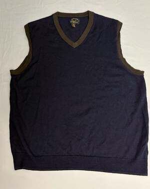 Club Room Men's Italian Spun Yarn V-Neck Sweater Vest Navy Blue XL